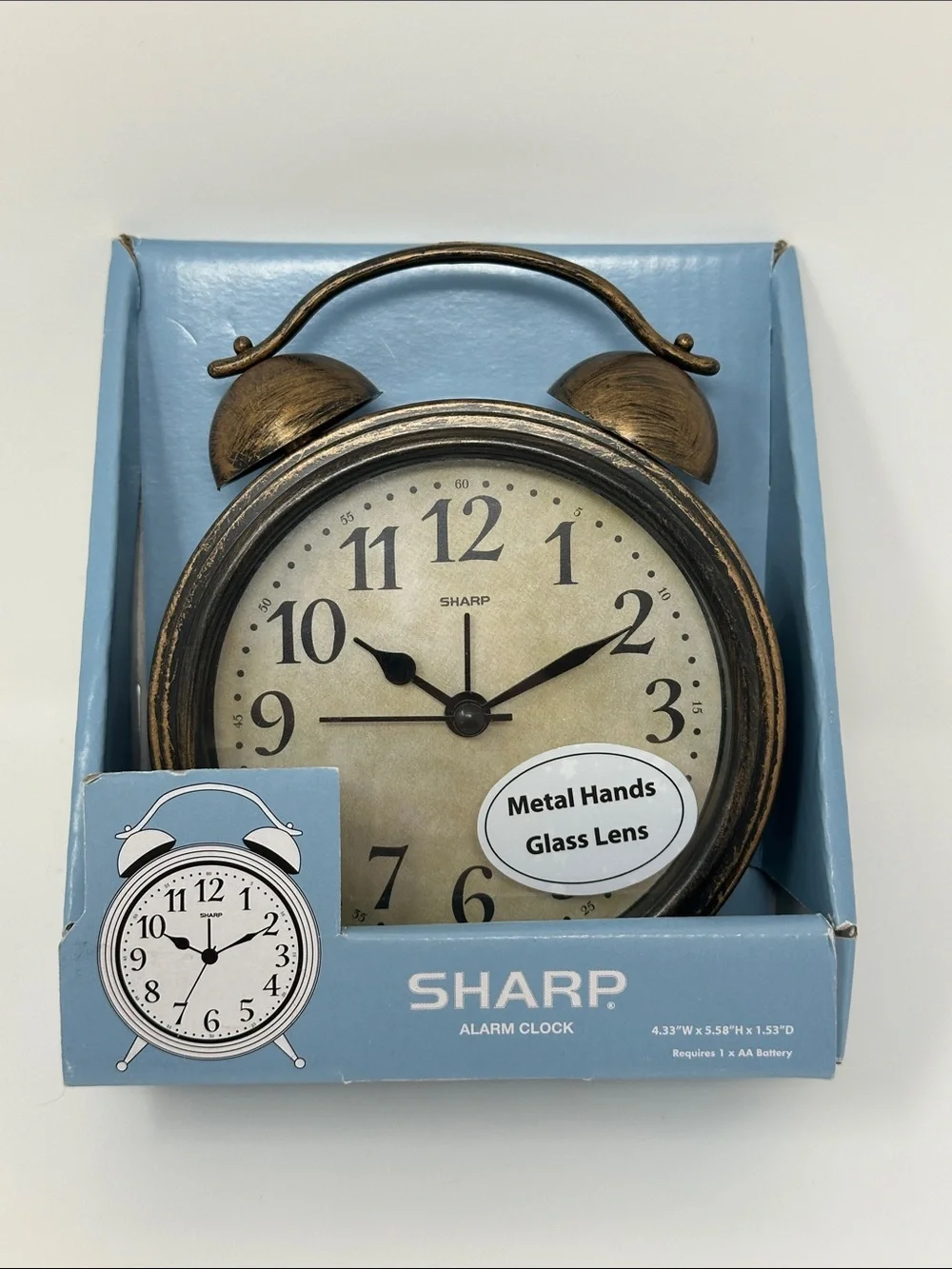 Sharp Vintage-Style Bronze Alarm Clock Decor